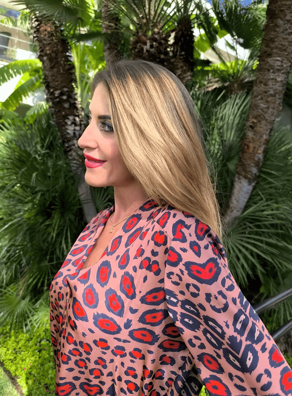 Leopardo Rosso Camicia Maniche Lunghe