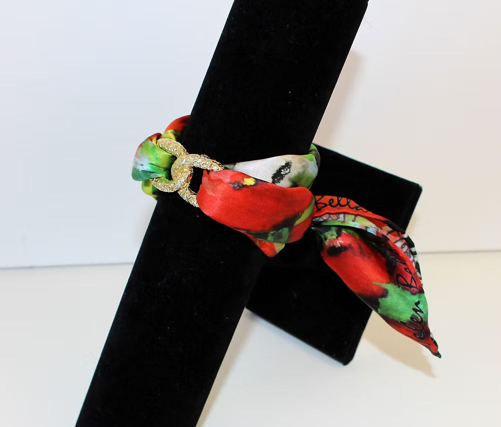 Papaveri Bracciale Caviglia in Seta