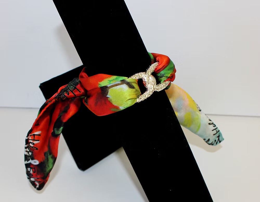 Papaveri Bracciale Caviglia in Seta