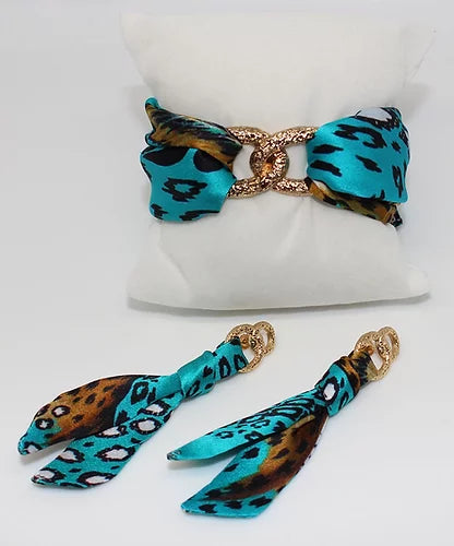Leopardo Turchese Orecchini in Seta
