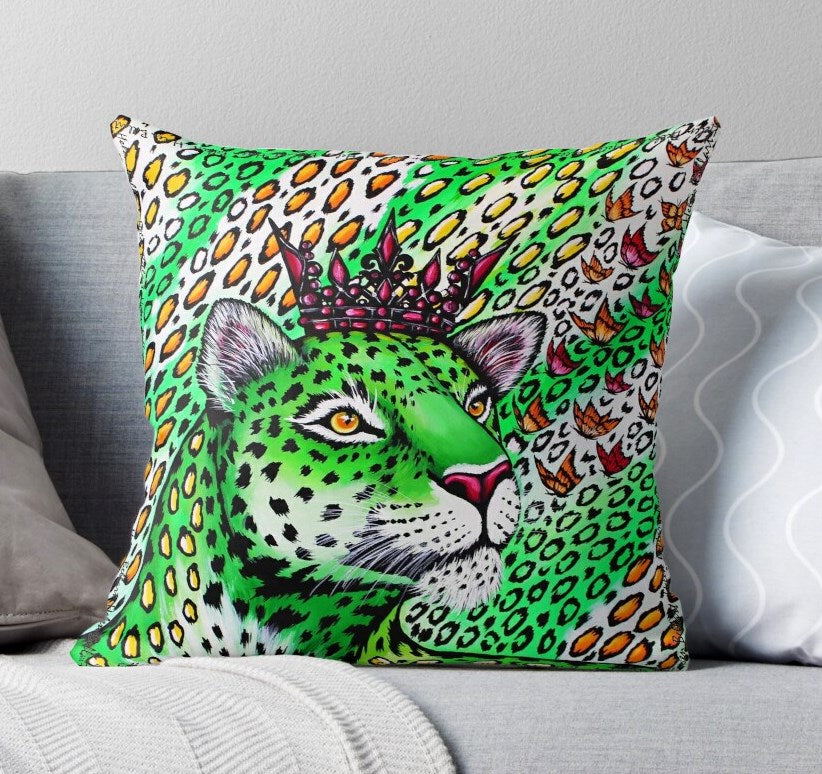 Leopardo Verde Fodera per Cuscino