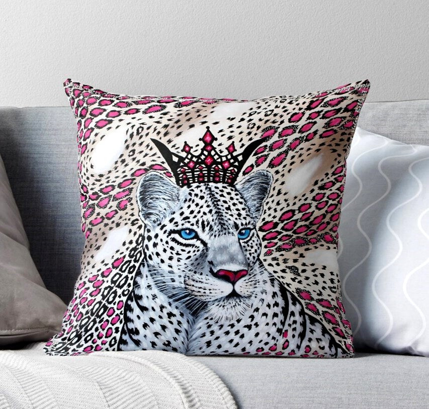 Leopardo Bianco Fodera per Cuscino