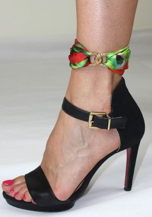 Papaveri Bracciale Caviglia in Seta