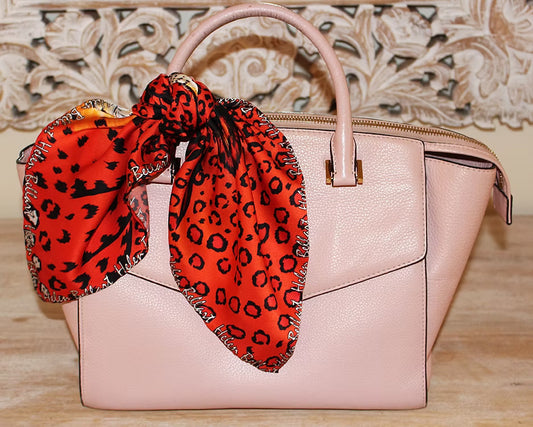 Leopardo Arancio Foulard in Seta cm. 45x45