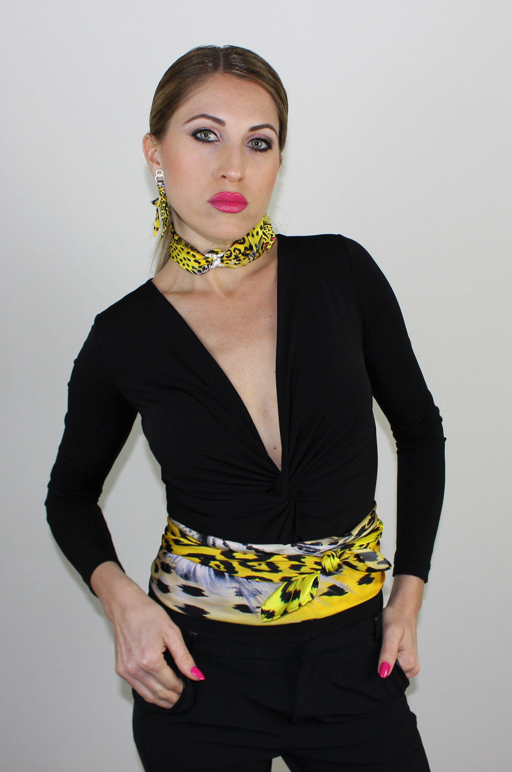 Leopardo Giallo Foulard in Seta cm. 110x110 Sconto 40%