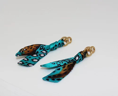 Leopardo Turchese Orecchini in Seta