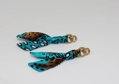 Leopardo Turchese Orecchini in Seta
