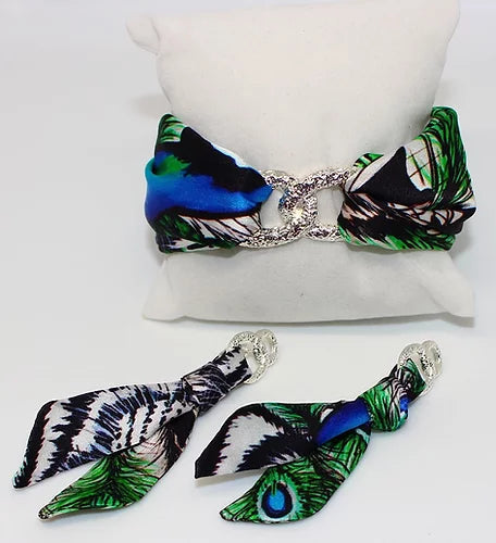 Tigre Bianca Set Bracciale & Orecchini in Seta