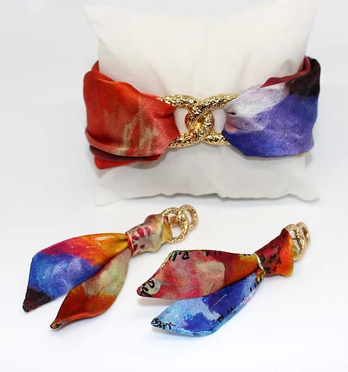 Iris in Fiore Set Bracciale & Orecchini in Seta   Sconto 30%