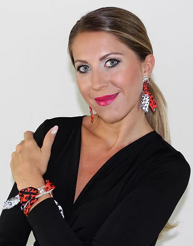 Leopardo Arancio Set Bracciale & Orecchini