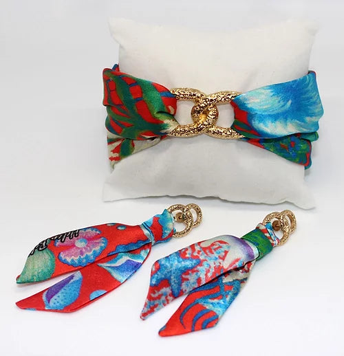 Cavallo Marino Set Bracciale & Orecchini in Seta