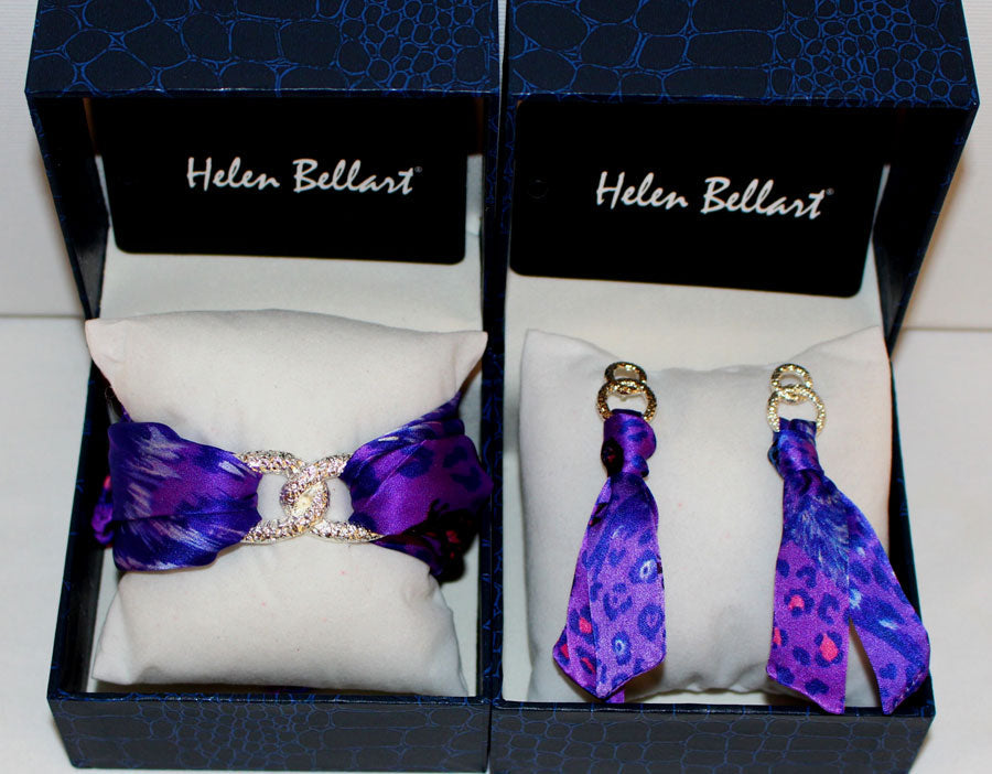 Selvaggio Viola - Set Bracciale& Orecchini in Seta -