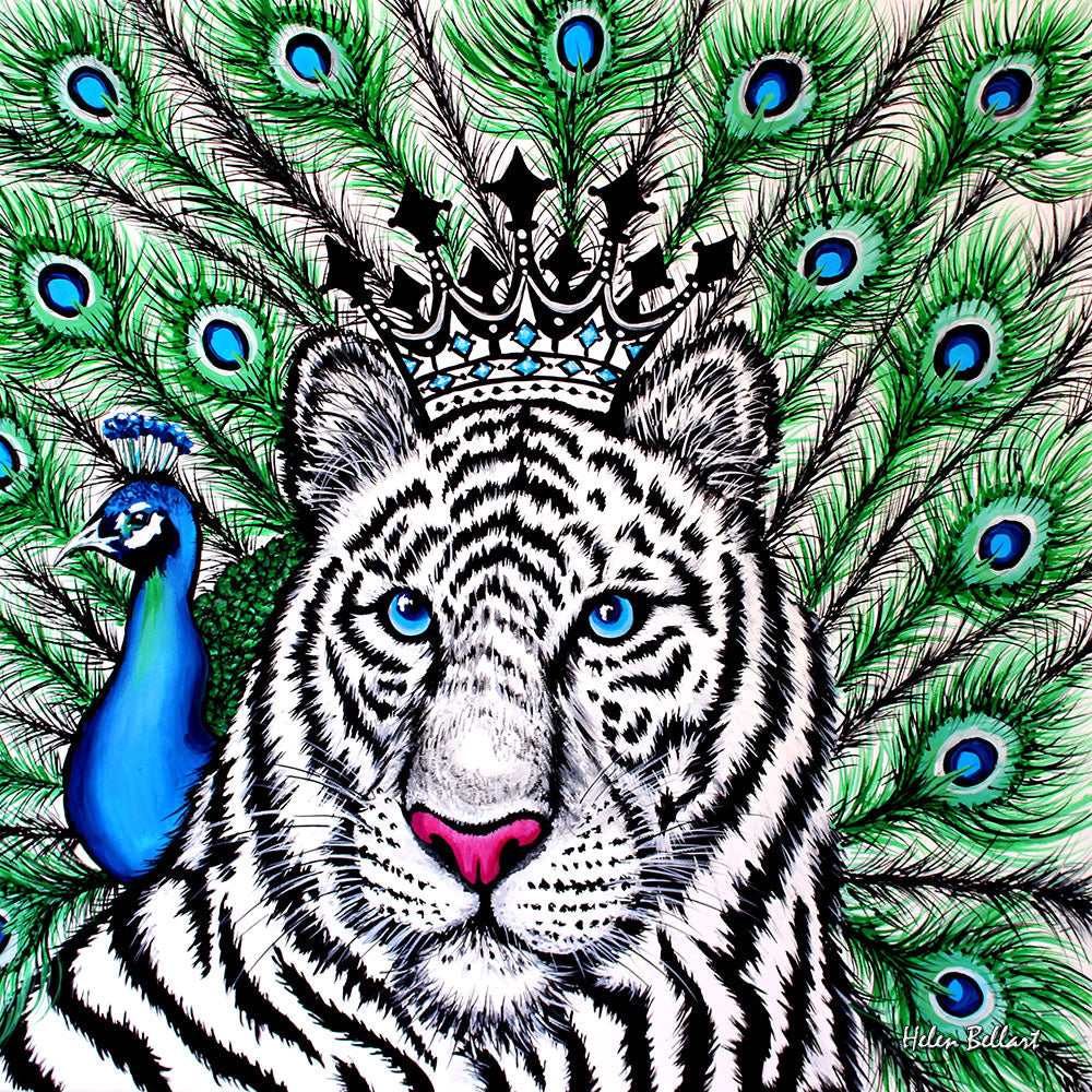 Tigre Bianca Foulard in Seta cm. 45x45