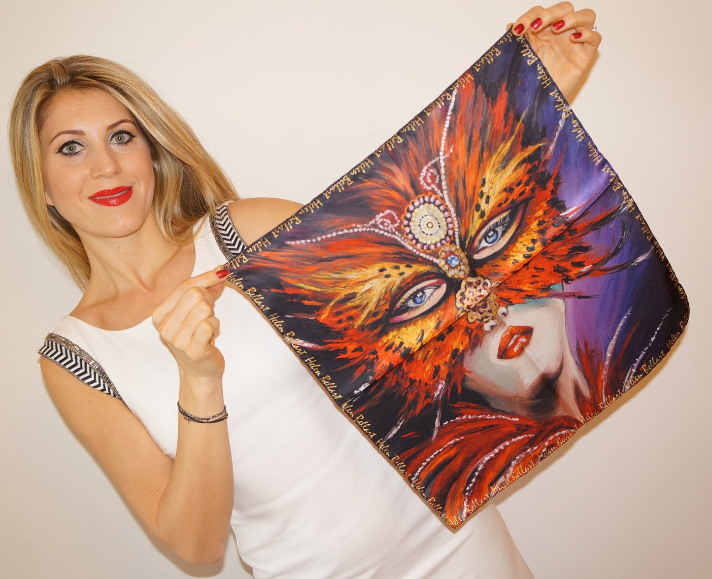Maschera Veneziana Foulard in Seta cm. 45x45